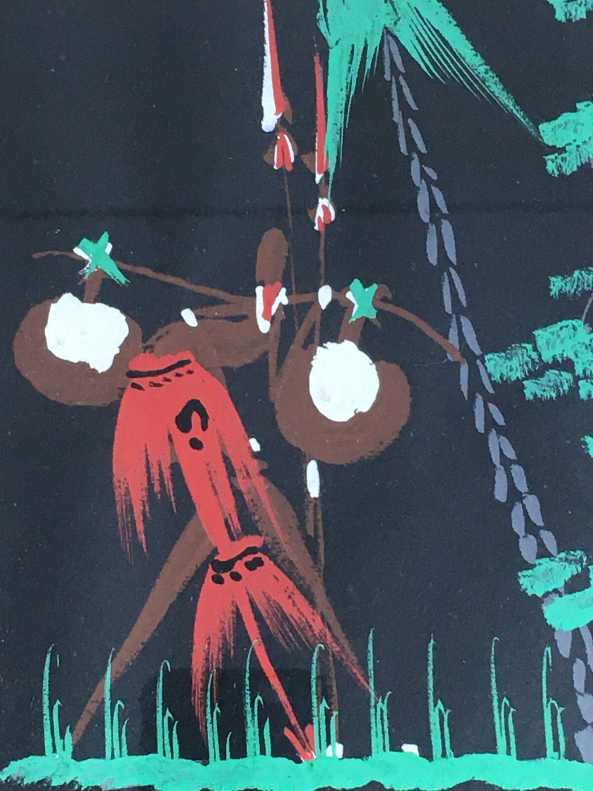 Africa: Arte Indigena, Dipinto Su Carta Firmato Kou, XX Secolo