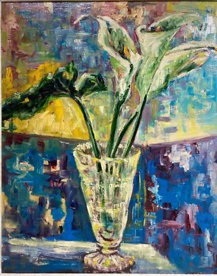 Vase with Calla Lilies, Nicoletti, Oil on Plywood