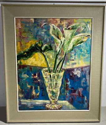 Vase with Calla Lilies, Nicoletti, Oil on Plywood