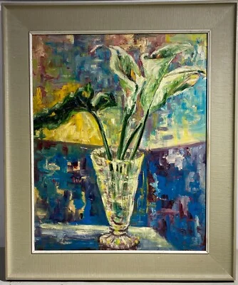 Vase with Calla Lilies, Nicoletti, Oil on Plywood