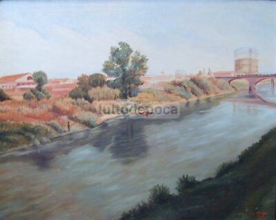 Veduta Di Roma Con Gasometro Luigi Ercolani Olio Su Tela, 1965