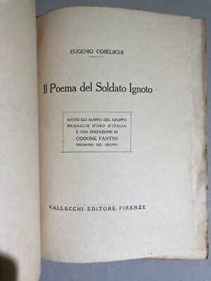 Militaria   Grande Guerra   Coselschi   Poema Del Soldato Ignoto   1925