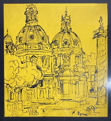 Ortiz, Veduta Di Roma. Disegno A China
