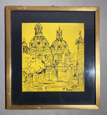 Ortiz, Veduta Di Roma. Disegno A China