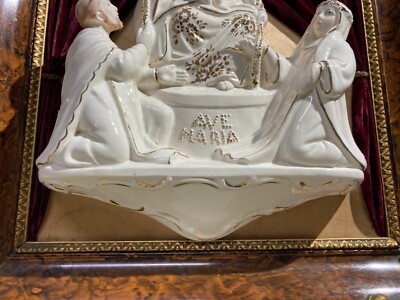 Arte Devozionale: Madonna Del Rosario Di Pompei. Scultura In Ceramica Firmata In Cornice.