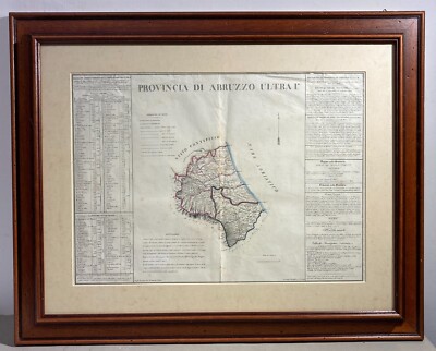 Antica Cartografia Abruzzo Ultra I° Teramo, Pescara E Penne Benedetto Marzolla, 1829
