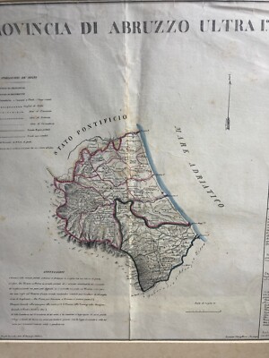 Antica Cartografia Abruzzo Ultra I° Teramo, Pescara E Penne Benedetto Marzolla, 1829