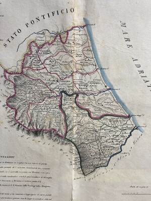 Antica Cartografia Abruzzo Ultra I° Teramo, Pescara E Penne Benedetto Marzolla, 1829
