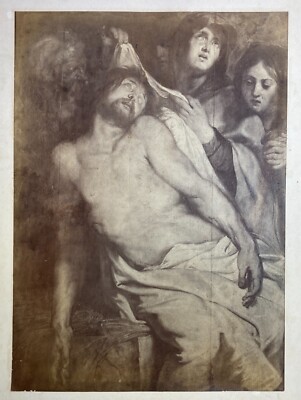 Arte Devozionale: Rubens, Lamento Di Cristo. Antica Grande Stampa Fotografica