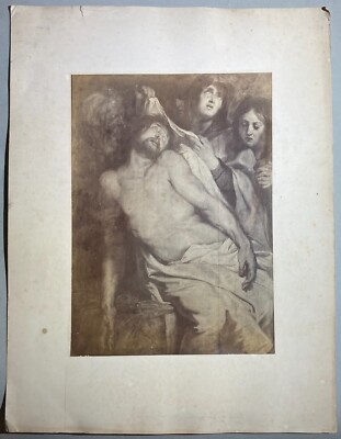 Arte Devozionale: Rubens, Lamento Di Cristo. Antica Grande Stampa Fotografica