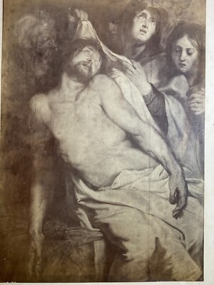 Arte Devozionale: Rubens, Lamento Di Cristo. Antica Grande Stampa Fotografica