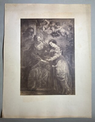 Arte Devozionale, Rubens, Educazione Di Maria, Antica Fotografia Da Collezione