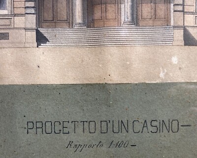 Progetto Di Un Casino, Antico Acquerello Firmato Montella E Rega