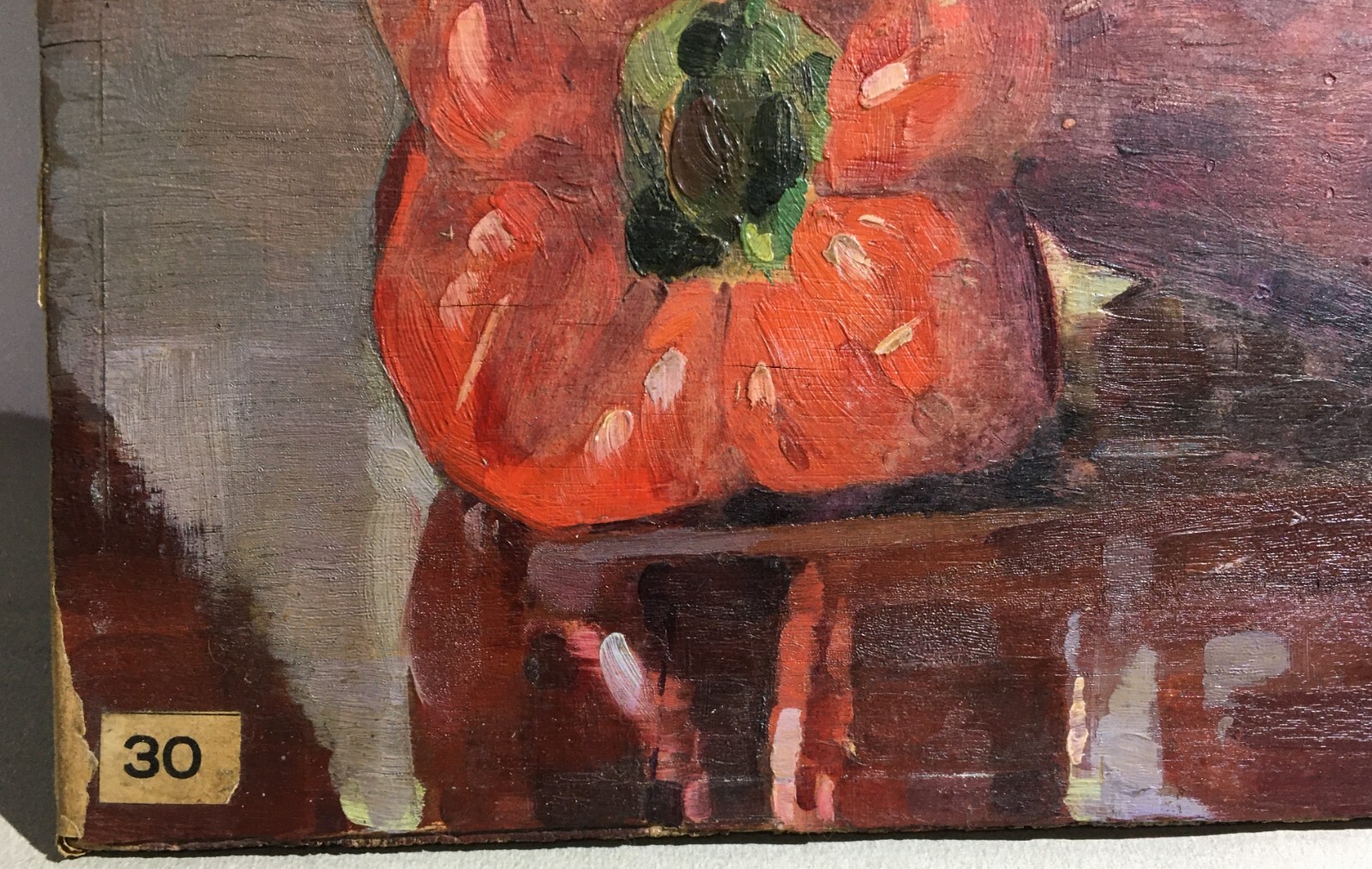Arte Del '900: Peperoni Rossi. Dipinto Ad Olio Di L. Buonvino, 1935