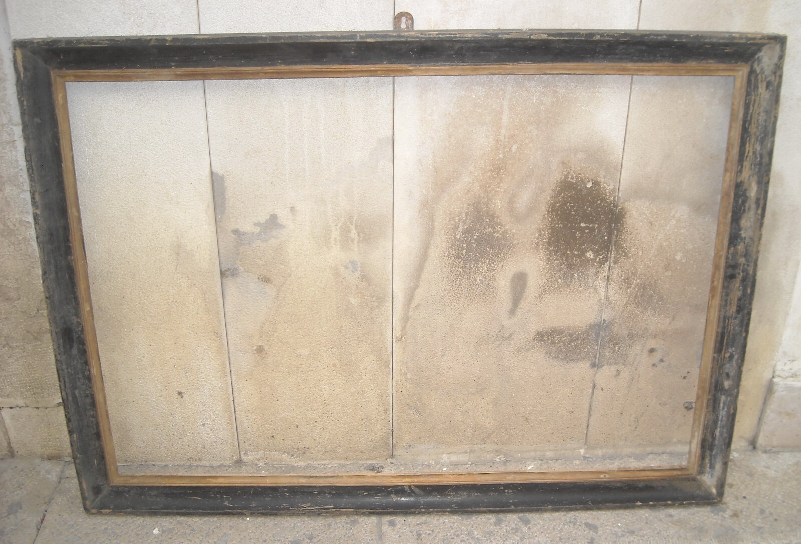 Antica Grande Cornice In Legno Ebanizzato Lineare