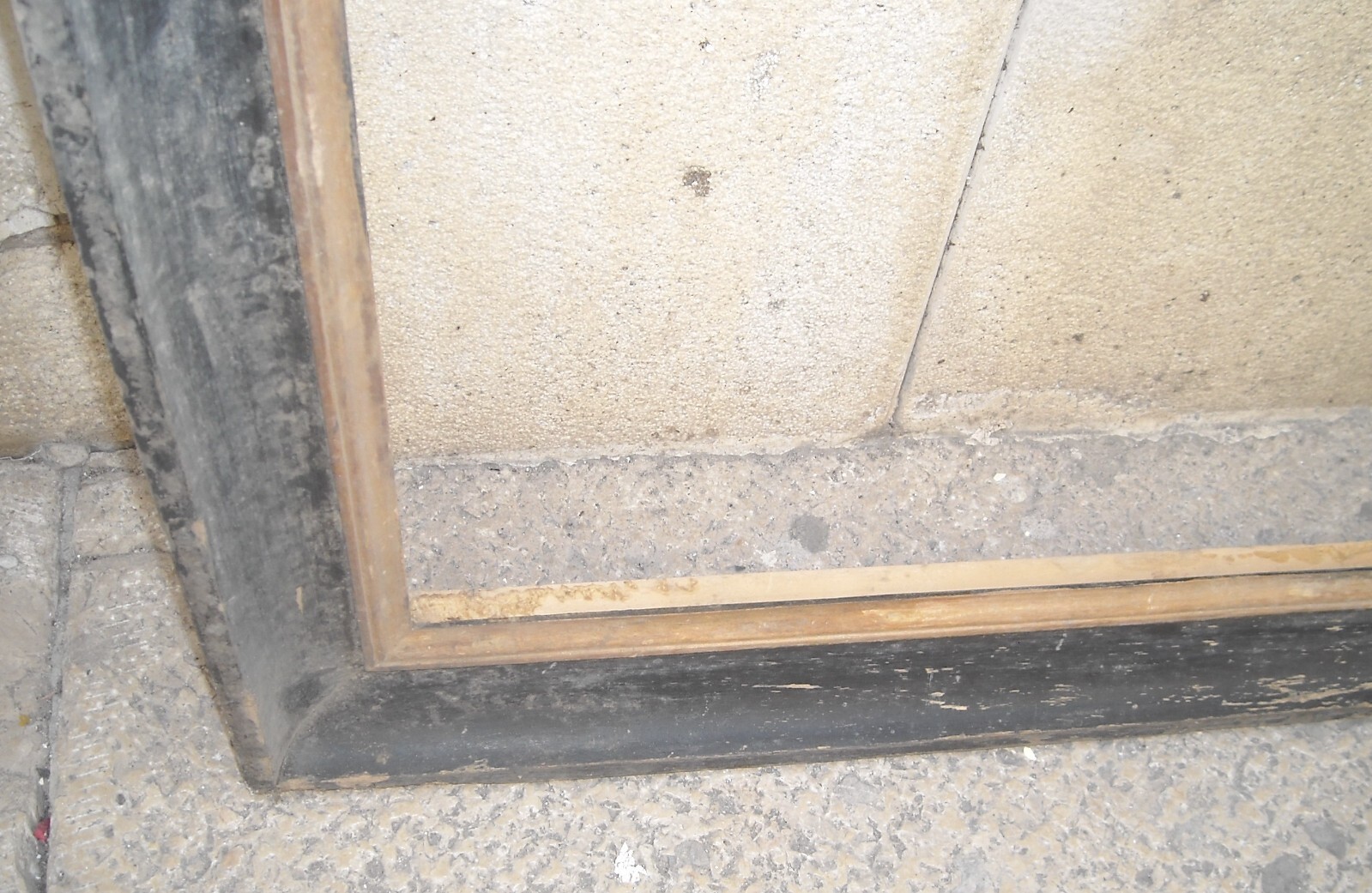 Antica Grande Cornice In Legno Ebanizzato Lineare