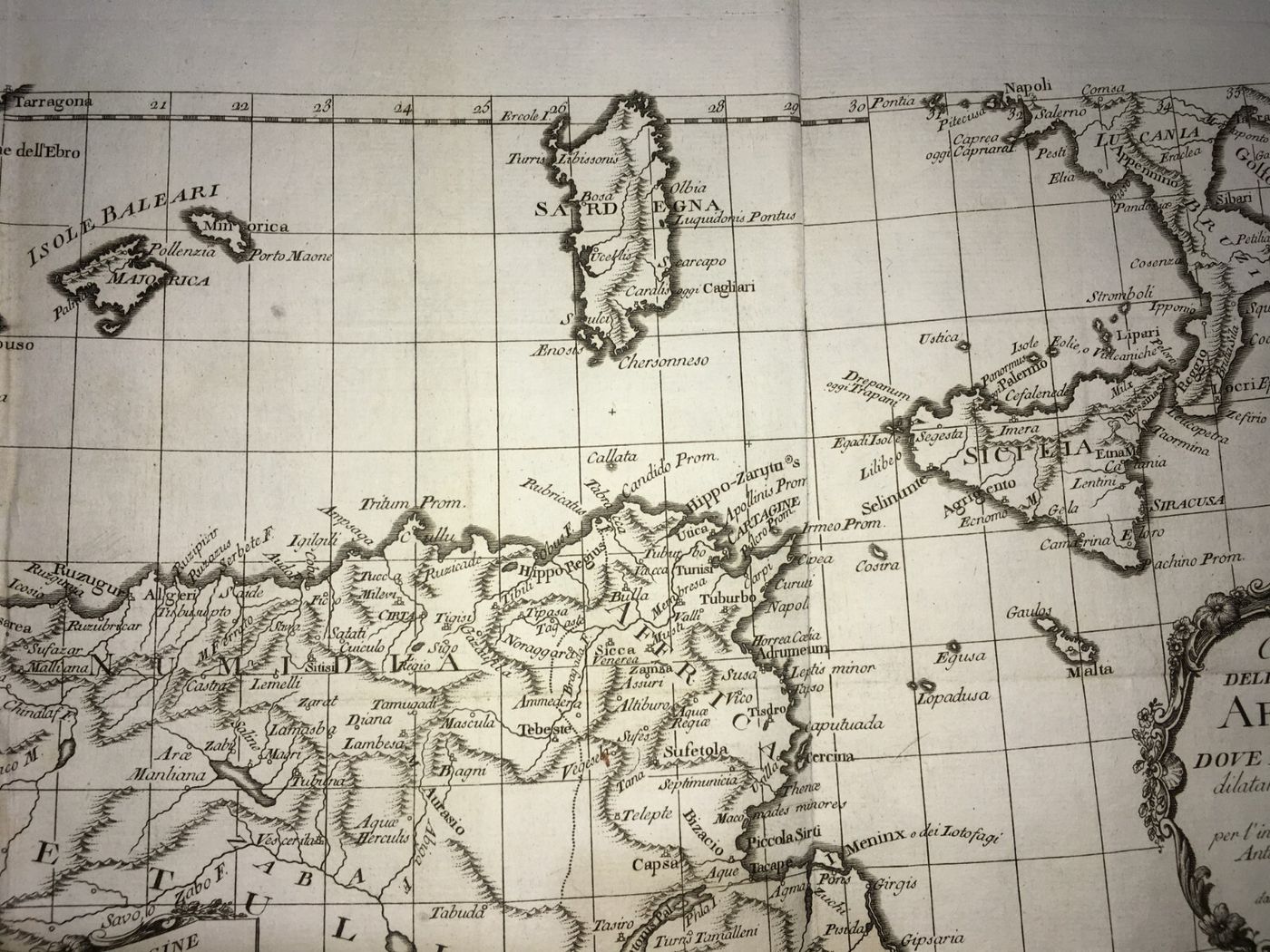 Antica Cartografia: Sicilia, Calabria, Sardegna, Baleari, Malta, Africa E Spagna
