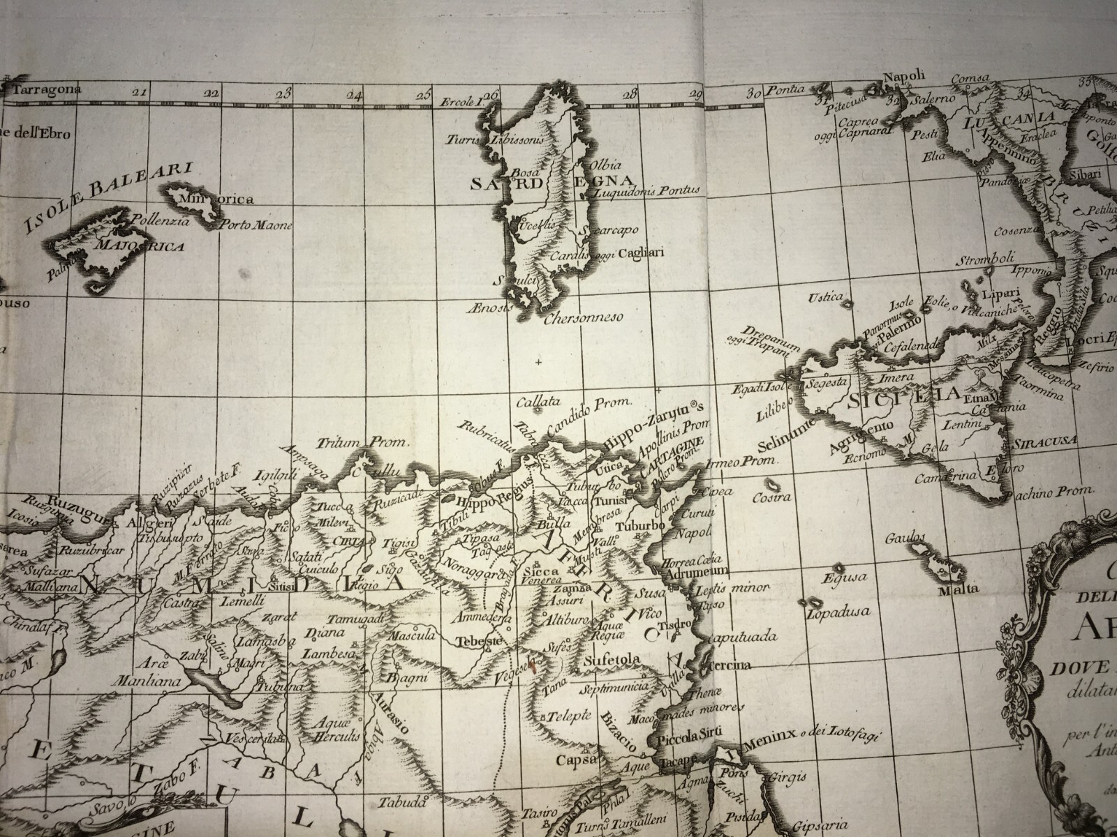 Antica Cartografia: Sicilia, Calabria, Sardegna, Baleari, Malta, Africa E Spagna