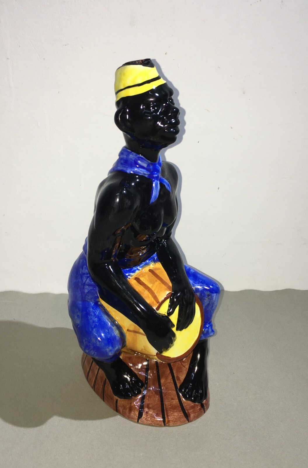 Distilleria Liquori: Bottiglia In Ceramica Con Uomo Di Colore, Elixir De Noix, Metà Del '900
