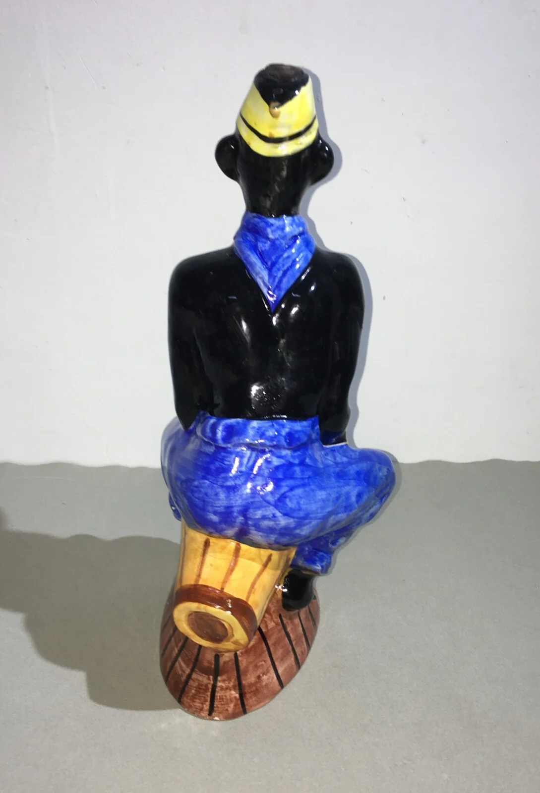 Liquor Distillery: Ceramic Bottle with Black Man, Elixir De Noix, Mid-1900s