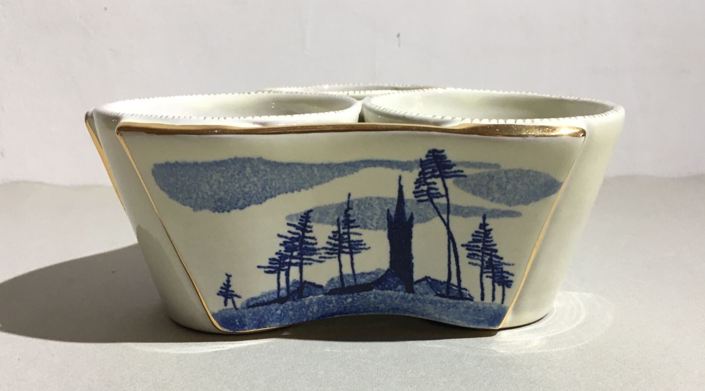 Ceramica Da Collezione, Soprammobile Decorativo La Quercia Con Tre Dipinti