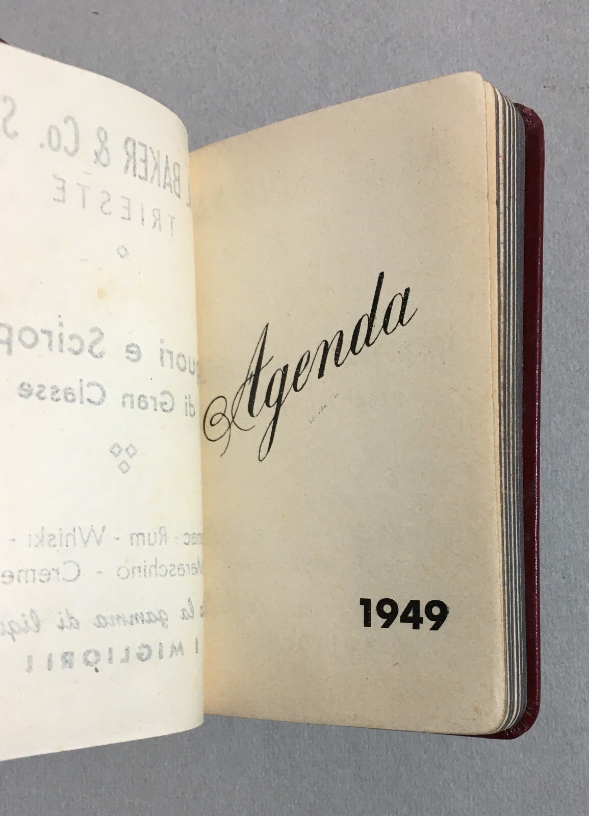 Trieste   Distilleria Liquori Baker   Agendina Tascabile Pubblicitaria 1949