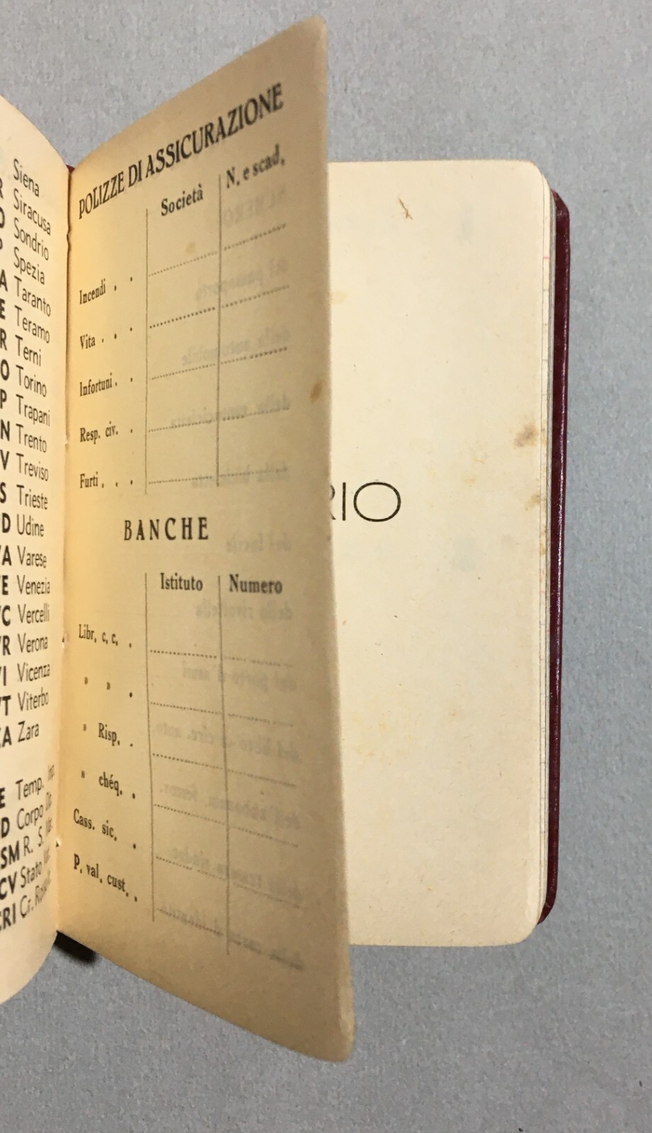 Trieste   Distilleria Liquori Baker   Agendina Tascabile Pubblicitaria 1949