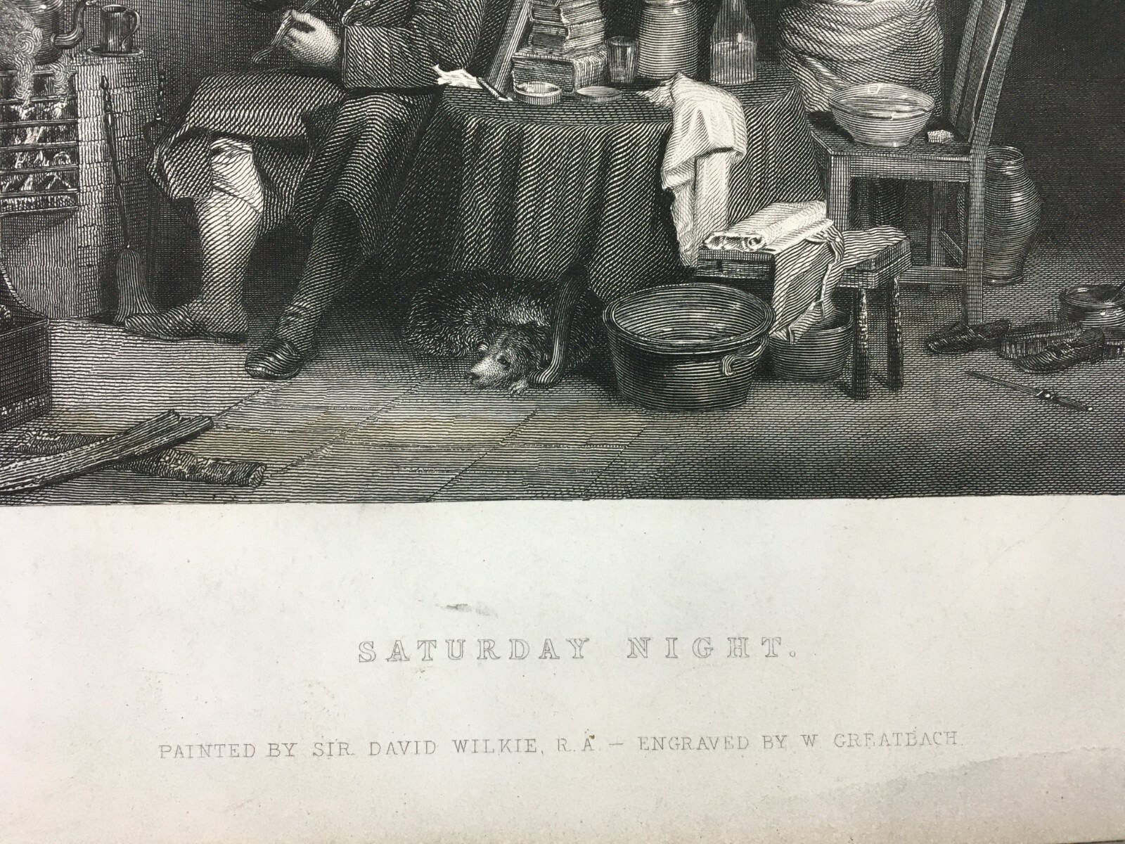 Antica Scena d'Interno: Saturday Night   Artista David Wilkie, Incisore W. Greatbach   XIX Secolo