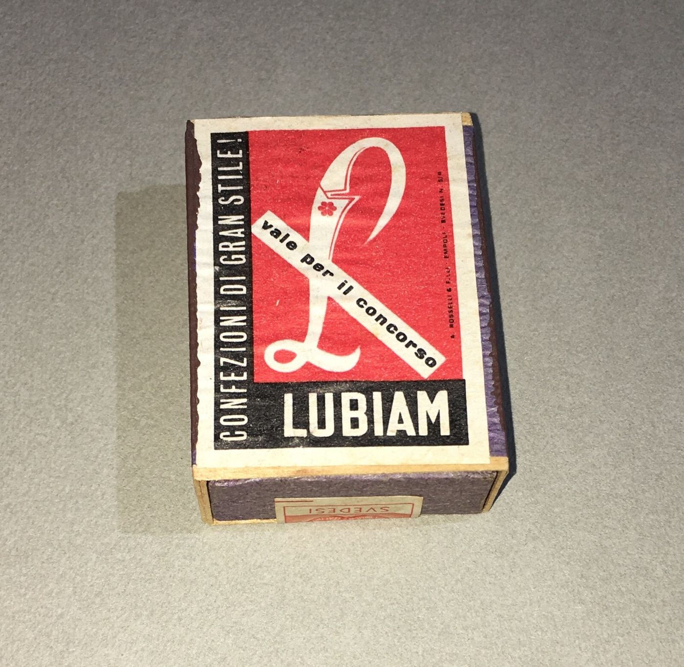 Lubiam   Scatola Di Fiammiferi Svedesi   Scatola Pubblicitaria   Rosselli   Empoli