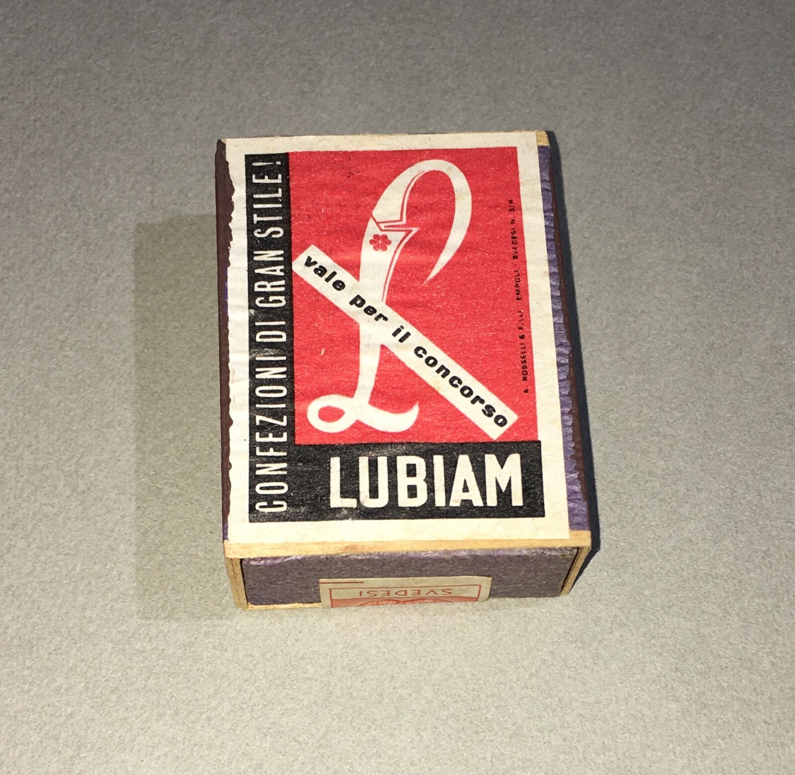 Lubiam   Scatola Di Fiammiferi Svedesi   Scatola Pubblicitaria   Rosselli   Empoli