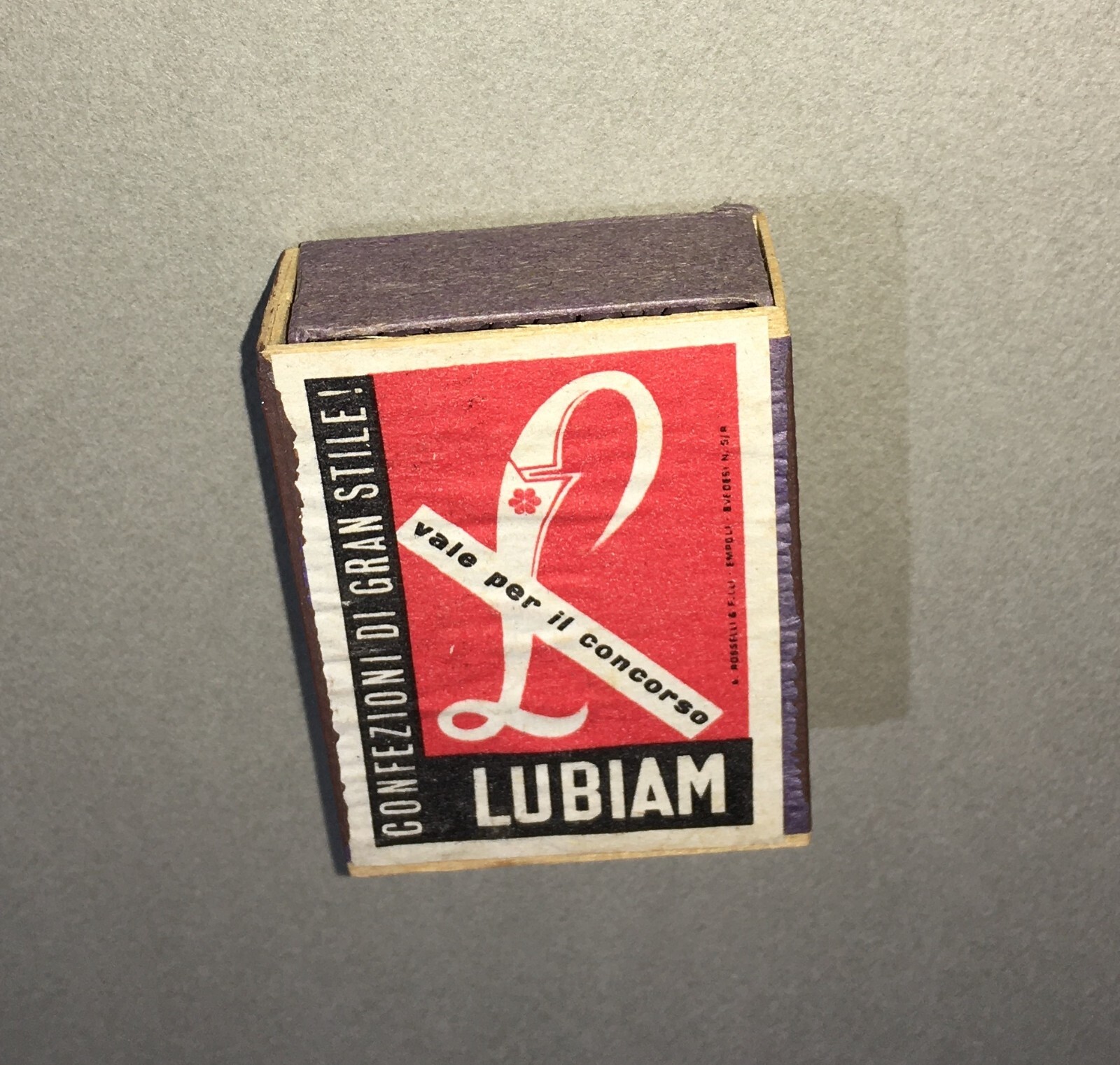 Lubiam   Scatola Di Fiammiferi Svedesi   Scatola Pubblicitaria   Rosselli   Empoli