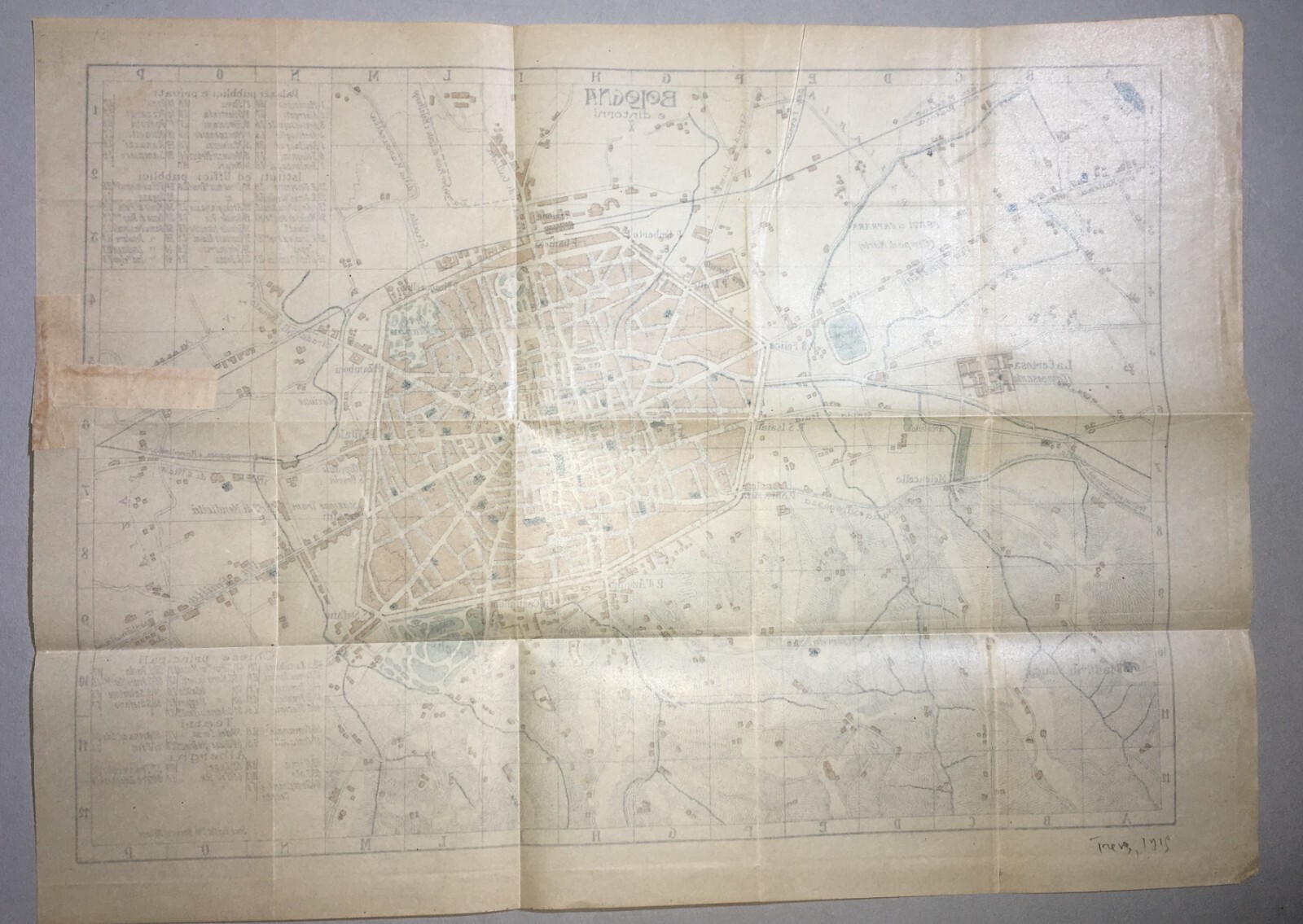 Bologna   Antica Cartografia   Mappa Topografica   Viabilità   Alberghi   Teatri   Chiese