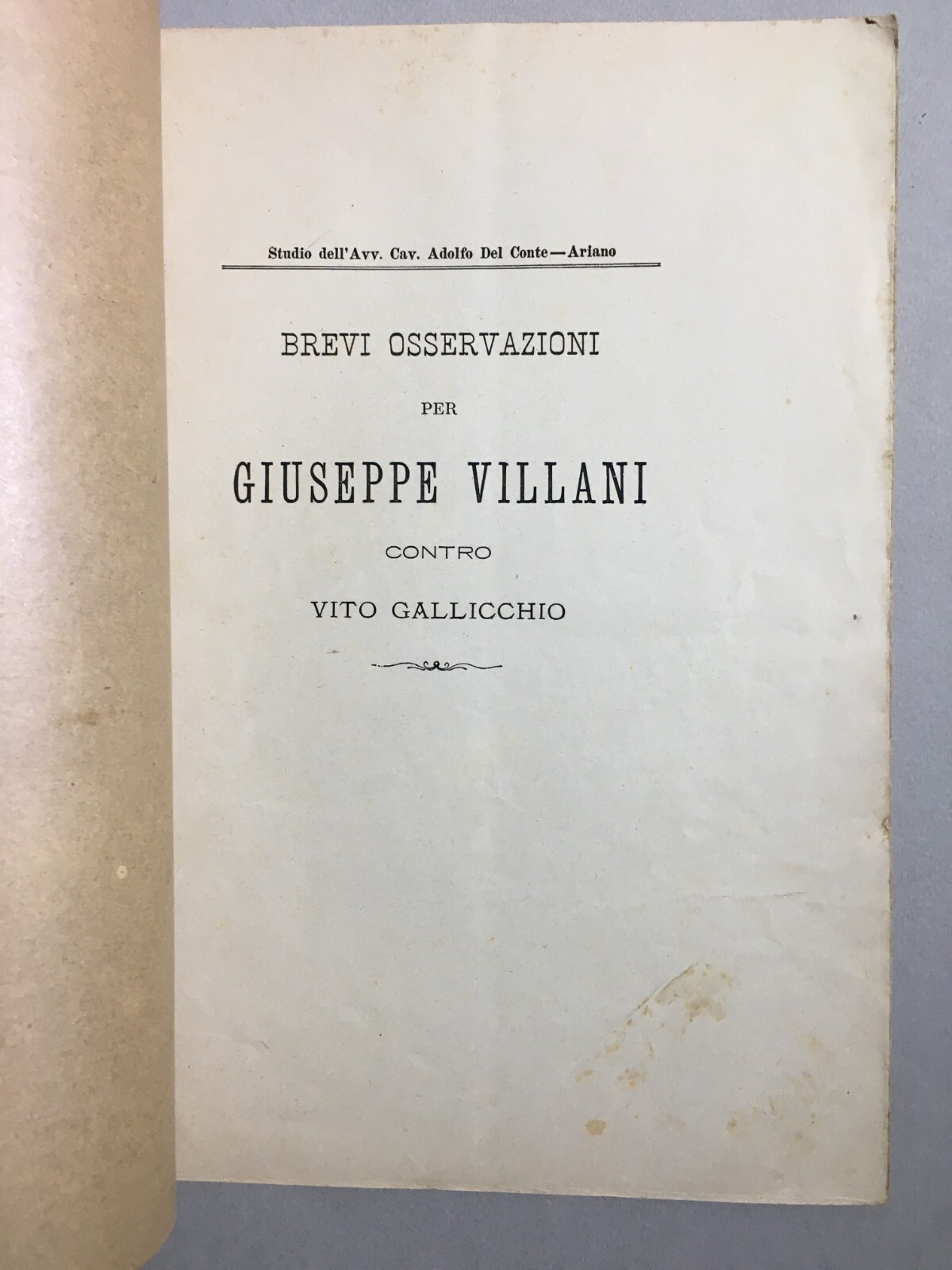 Giurisprudenza Irpina: Brevi Osservazioni Dell'Avv. Adolfo Del Conte, 1898
