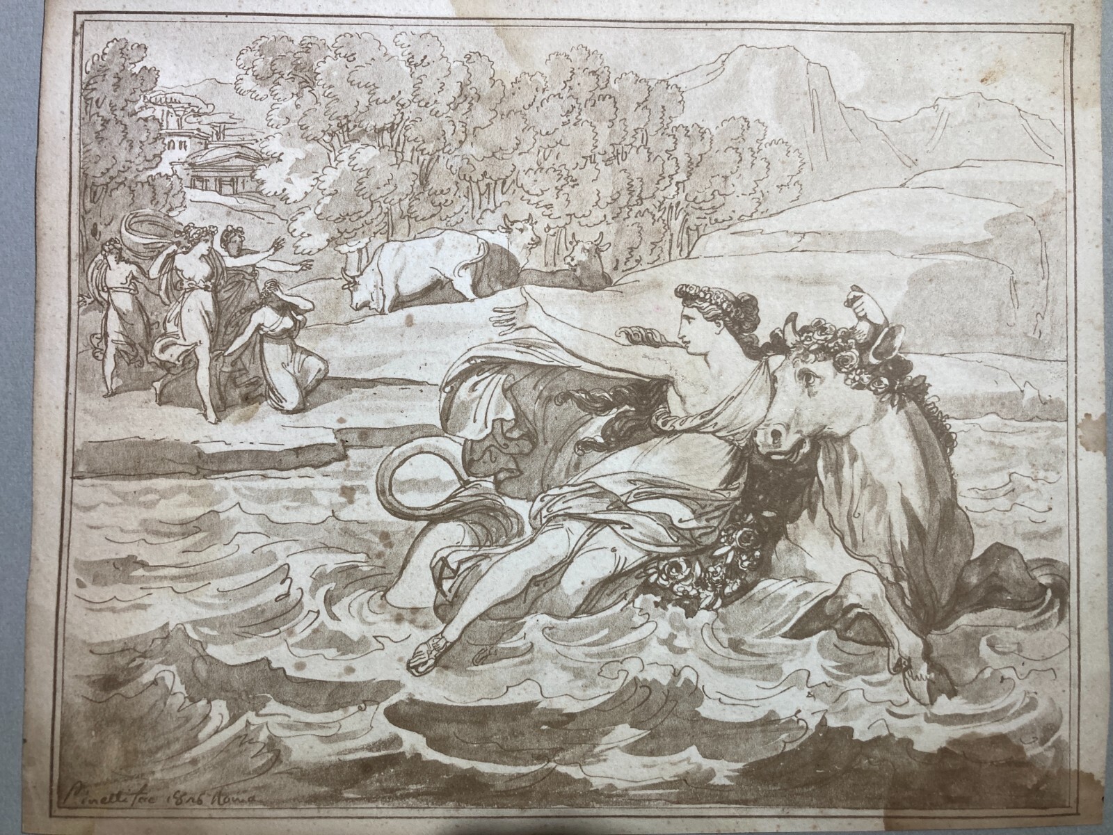 Arte Mitologia Ratto d'Europa Pinelli Roma Antica Stampa