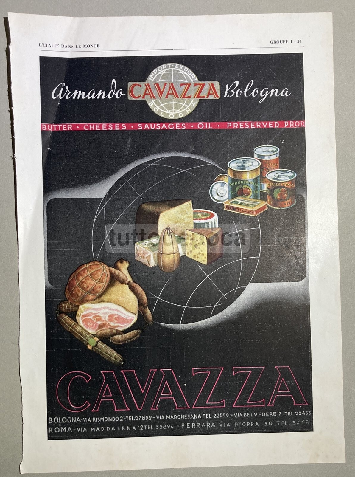 Cucina, Salumi, Formaggi, Conserve: Pubblicitaria d'Epoca. Bologna, Cavazza, D'Alessio