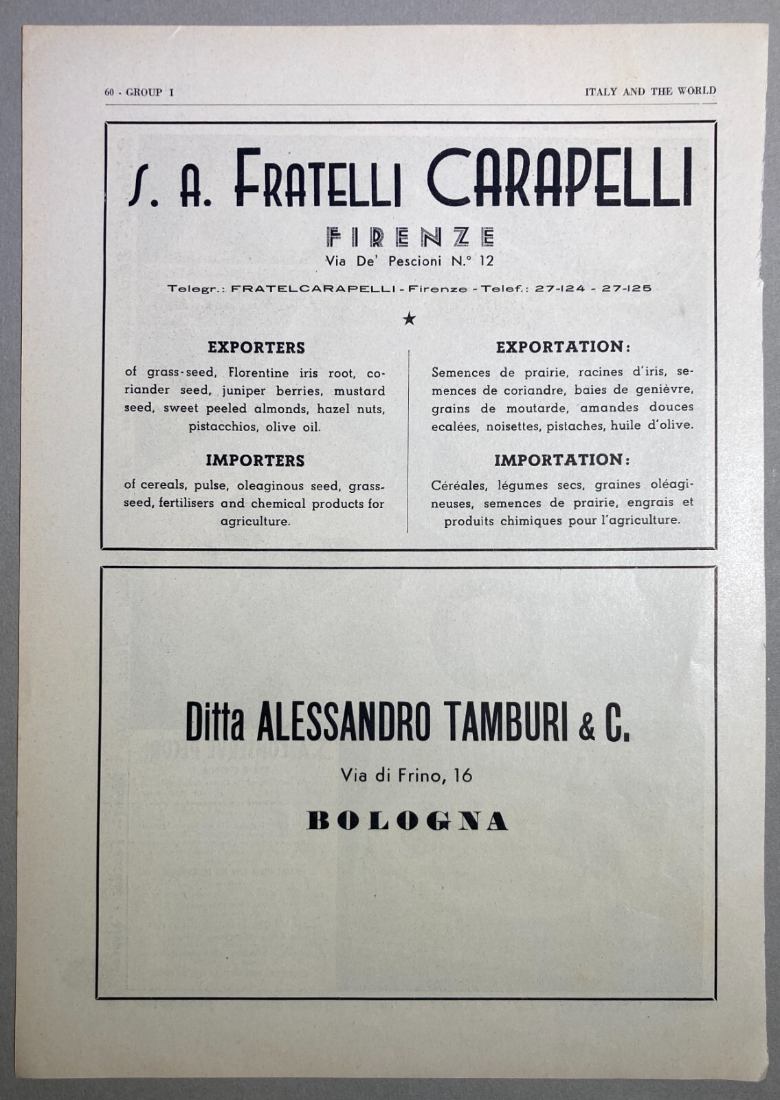 Cucina, Frutta, Pomodori, Conserve: Pubblicità d'Epoca Pecori, Bologna, Carapelli