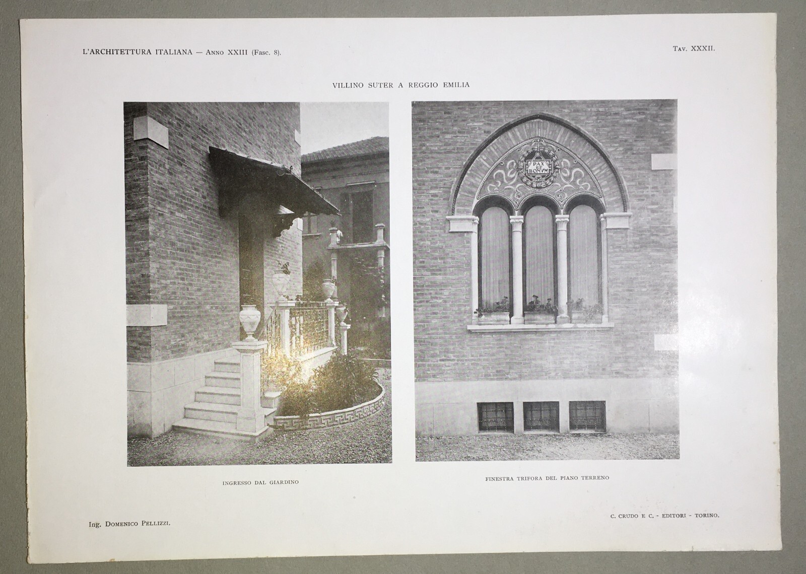 Reggio Emilia Architettura Ingegneria Ing. Pellizzi Villino Suter Due Stampe