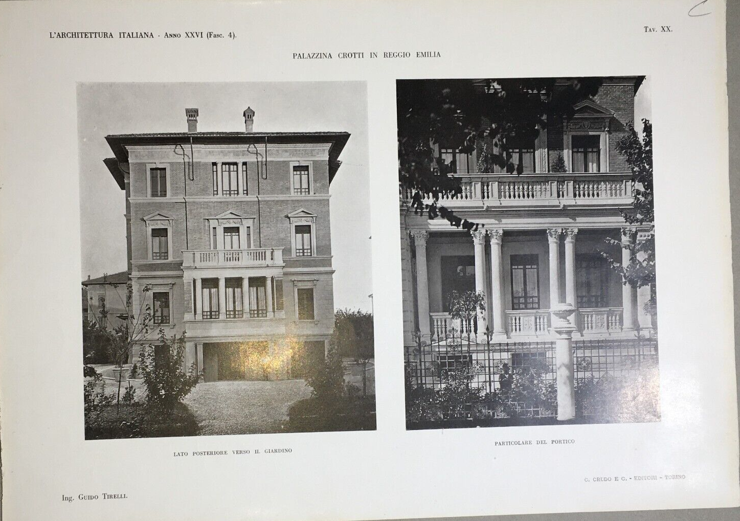 Reggio Emilia: Architettura E Ingegneria, Ing. Guido Tirelli, Palazzina Crotti   Due Stampe