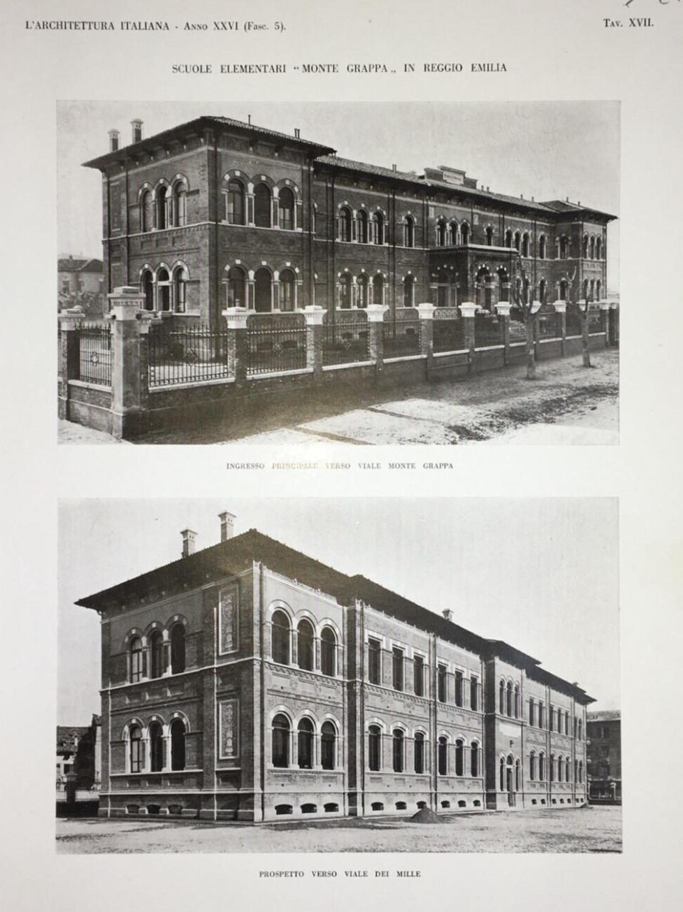 Reggio Emilia   Architettura E Ingegneria   Ubaldo Baldini   Due Stampe   Scuole Monte Grappa