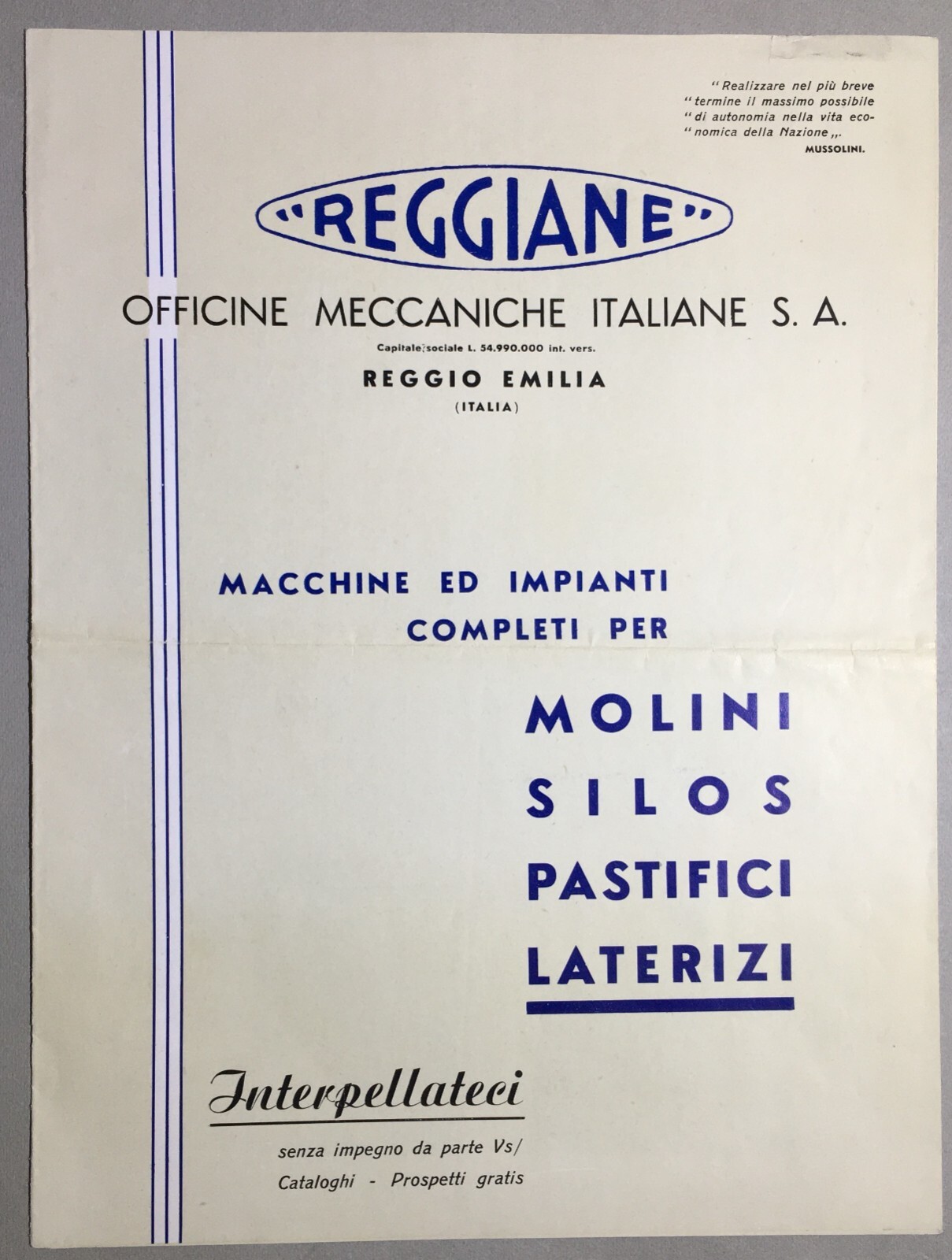 Reggio Emilia   Tecnica   Meccanica   Officine Reggiane   Pubblicitaria Illustrata   1940