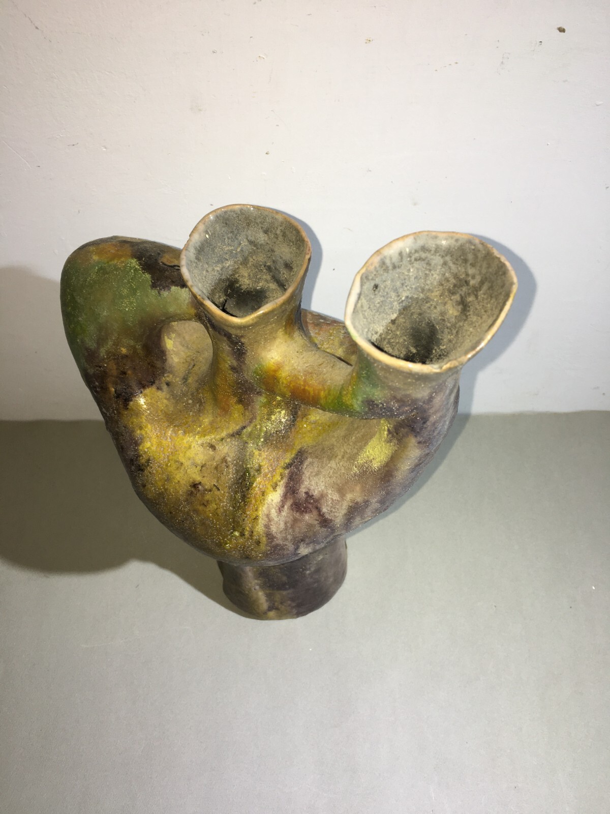 Vaso In Ceramica Artistica, Design Scultoreo Policromo, 1950 Circa