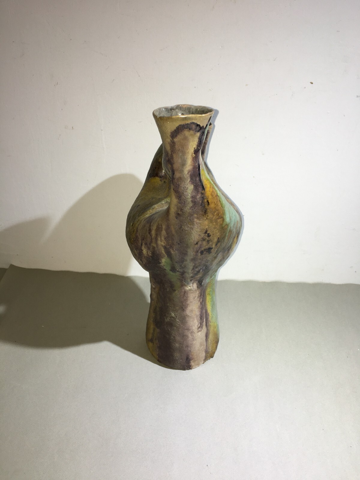 Vaso In Ceramica Artistica, Design Scultoreo Policromo, 1950 Circa