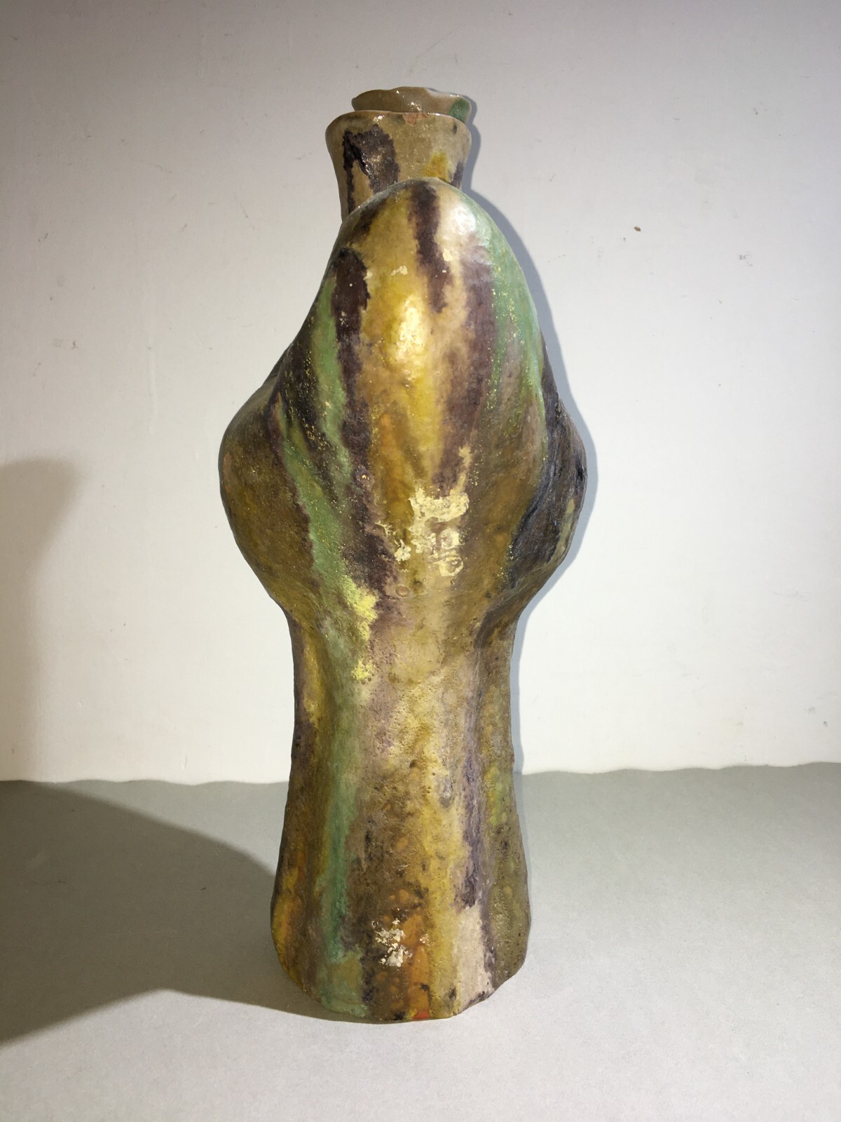 Vaso In Ceramica Artistica, Design Scultoreo Policromo, 1950 Circa