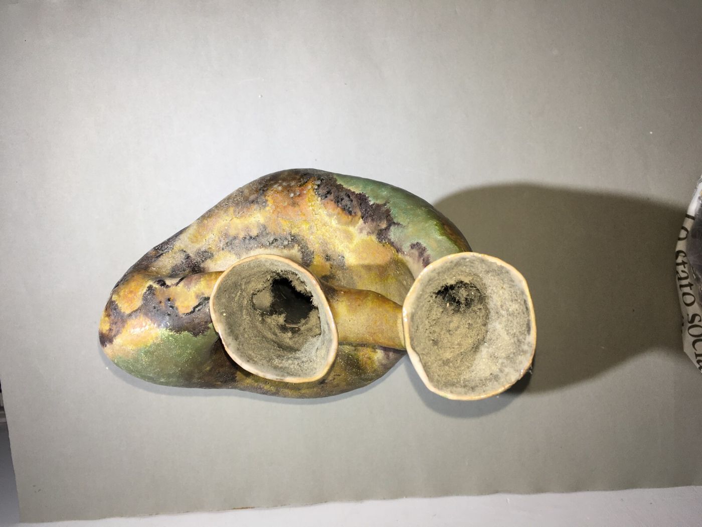 Vaso In Ceramica Artistica, Design Scultoreo Policromo, 1950 Circa