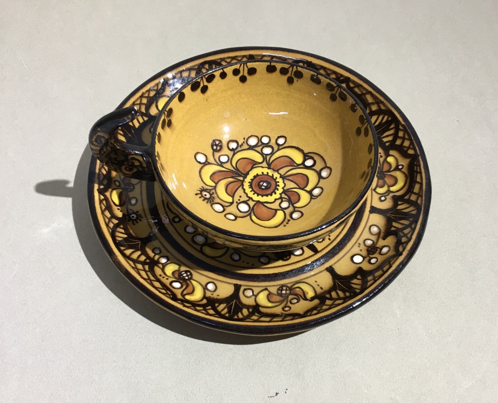 Ceramica Artistica Albisola M.G.A. Mazzotti, Tazza Con Piattino Decorata