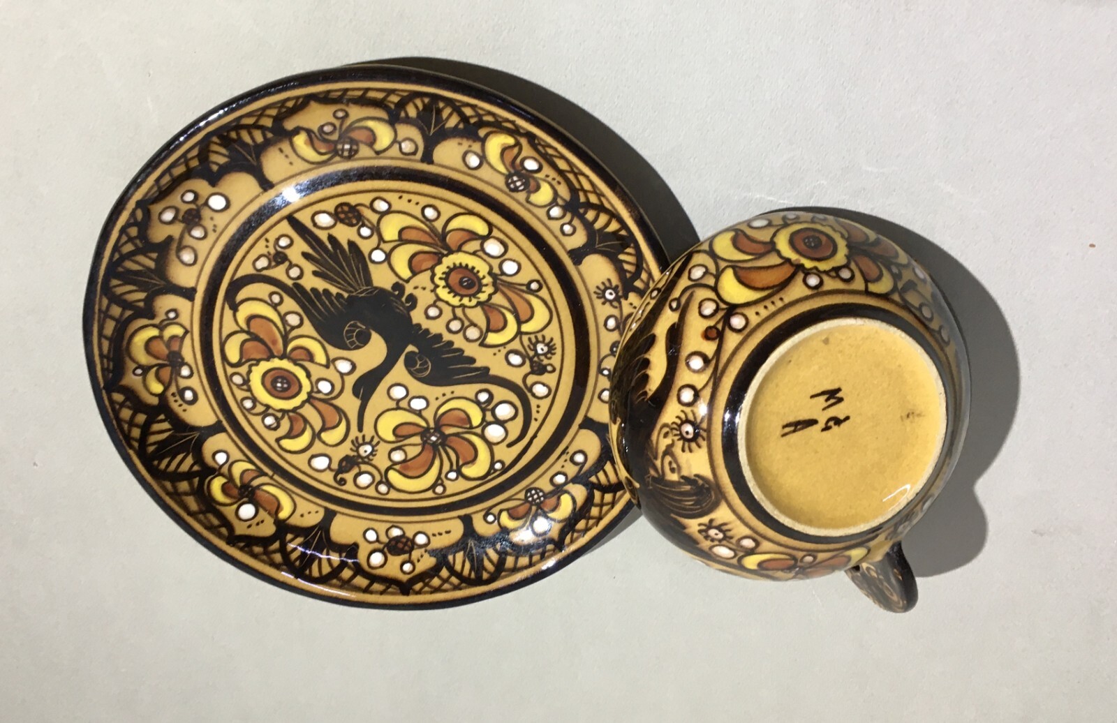 Ceramica Artistica Albisola M.G.A. Mazzotti, Tazza Con Piattino Decorata