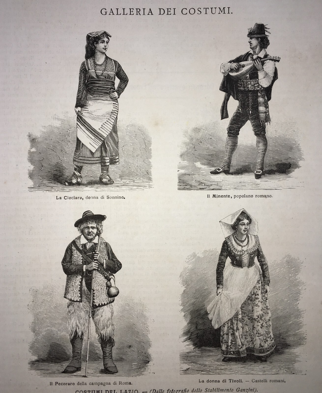 Arte, Folklore E Costumi Popolari: Lazio, Roma, Tivoli, Sonnino, Ciociaria Ganzini, 1881