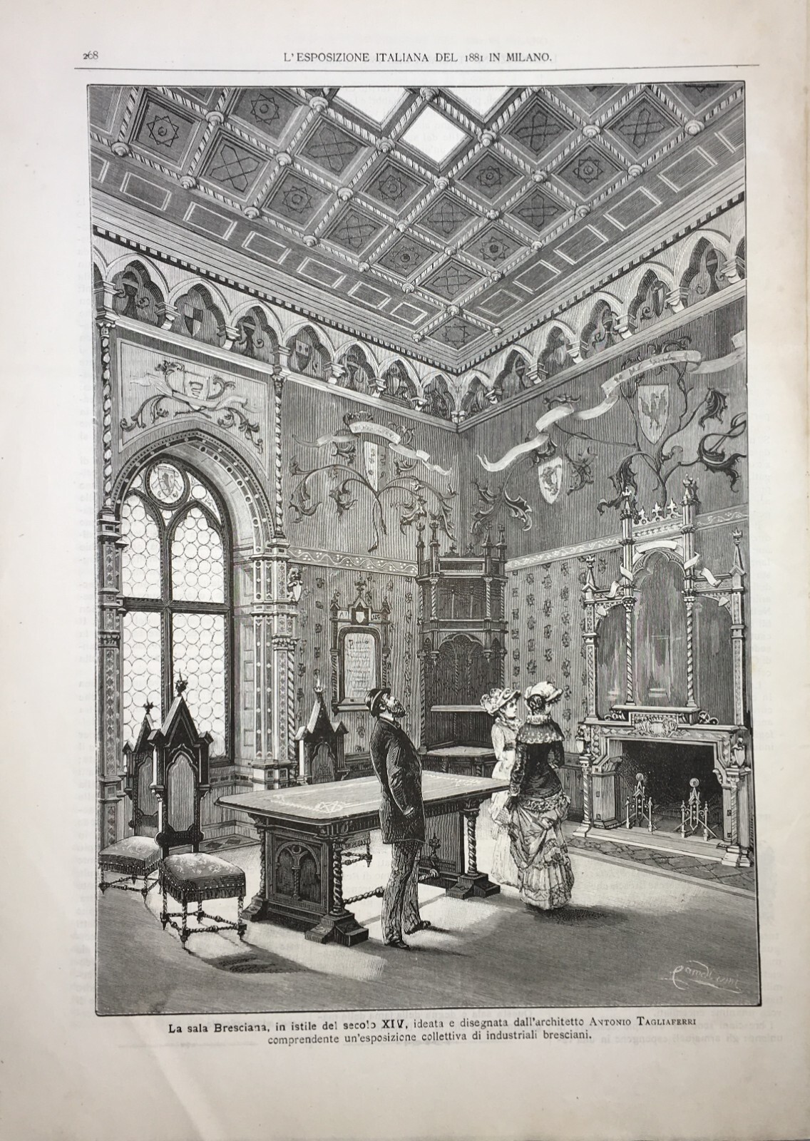 Arte, Architettura, Arredamento: Brescia, Sala Bresciana Dell'Architetto Antonio Tagliaferri, 1881