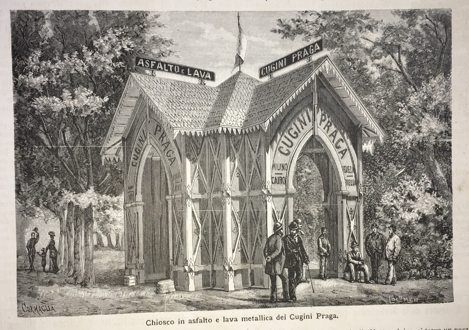 Chiosco Pubblicitario Dei Cugini Praga, Esposizione Di Milano, 1881