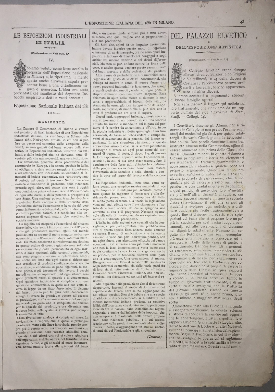 Arte E Architettura: Padiglione Della Ditta Giuseppe Righetti All'Esposizione Di Milano, 1881
